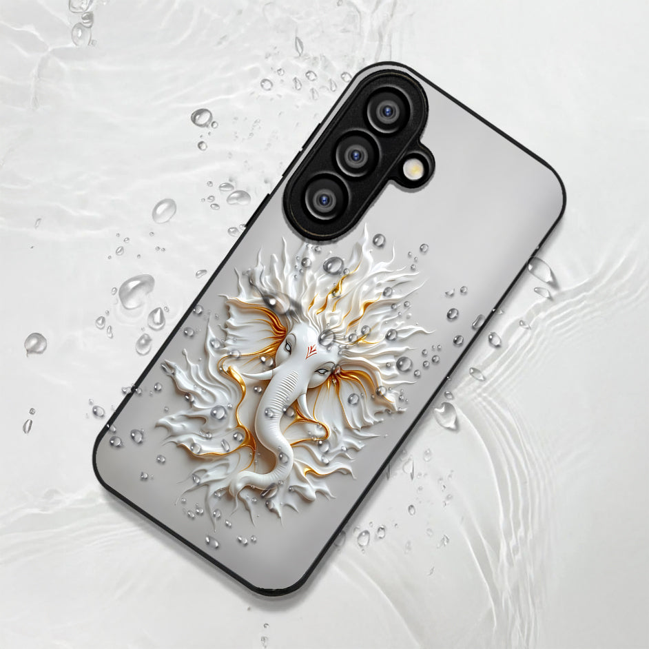 Samsung Galaxy A36 5G Premium Acrylic Shockproof Glass Back Case (White Ganesha)