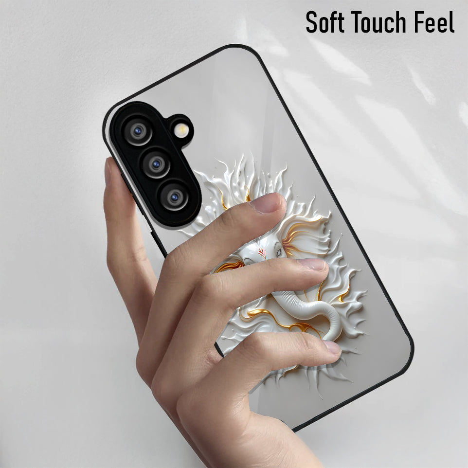 Samsung Galaxy A36 5G Premium Acrylic Shockproof Glass Back Case (White Ganesha)