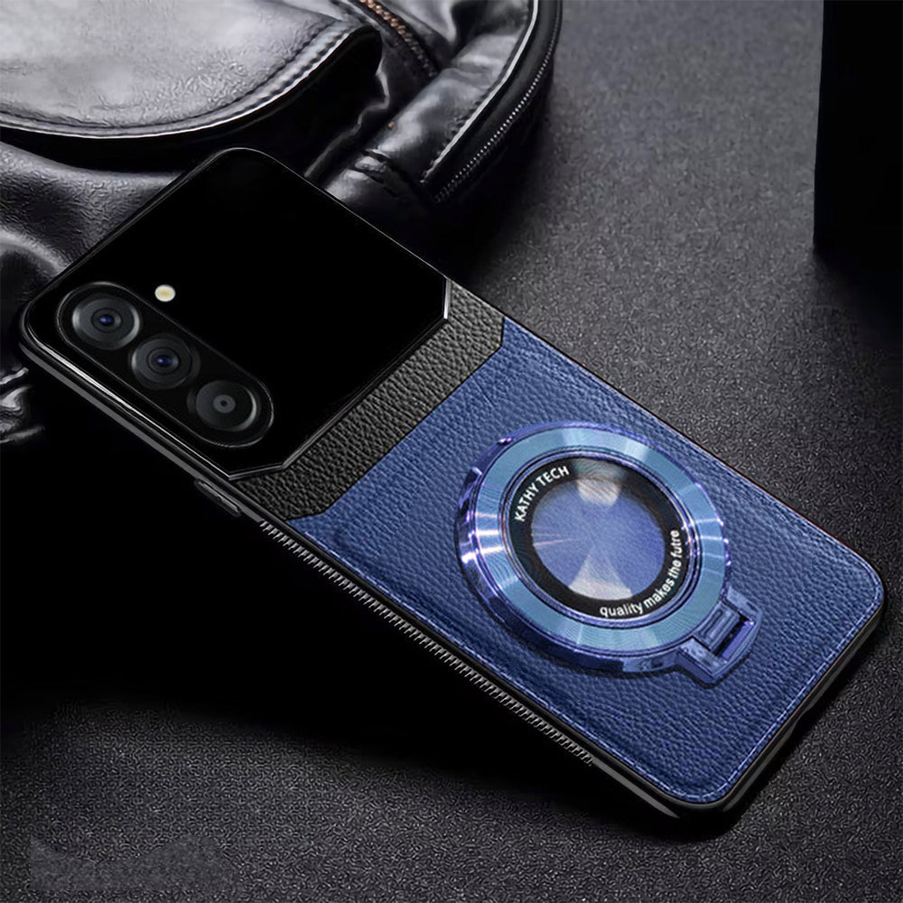 Samsung Galaxy A56 5G Original Luxury Leather Lens Magnifier Ring Stand Case
