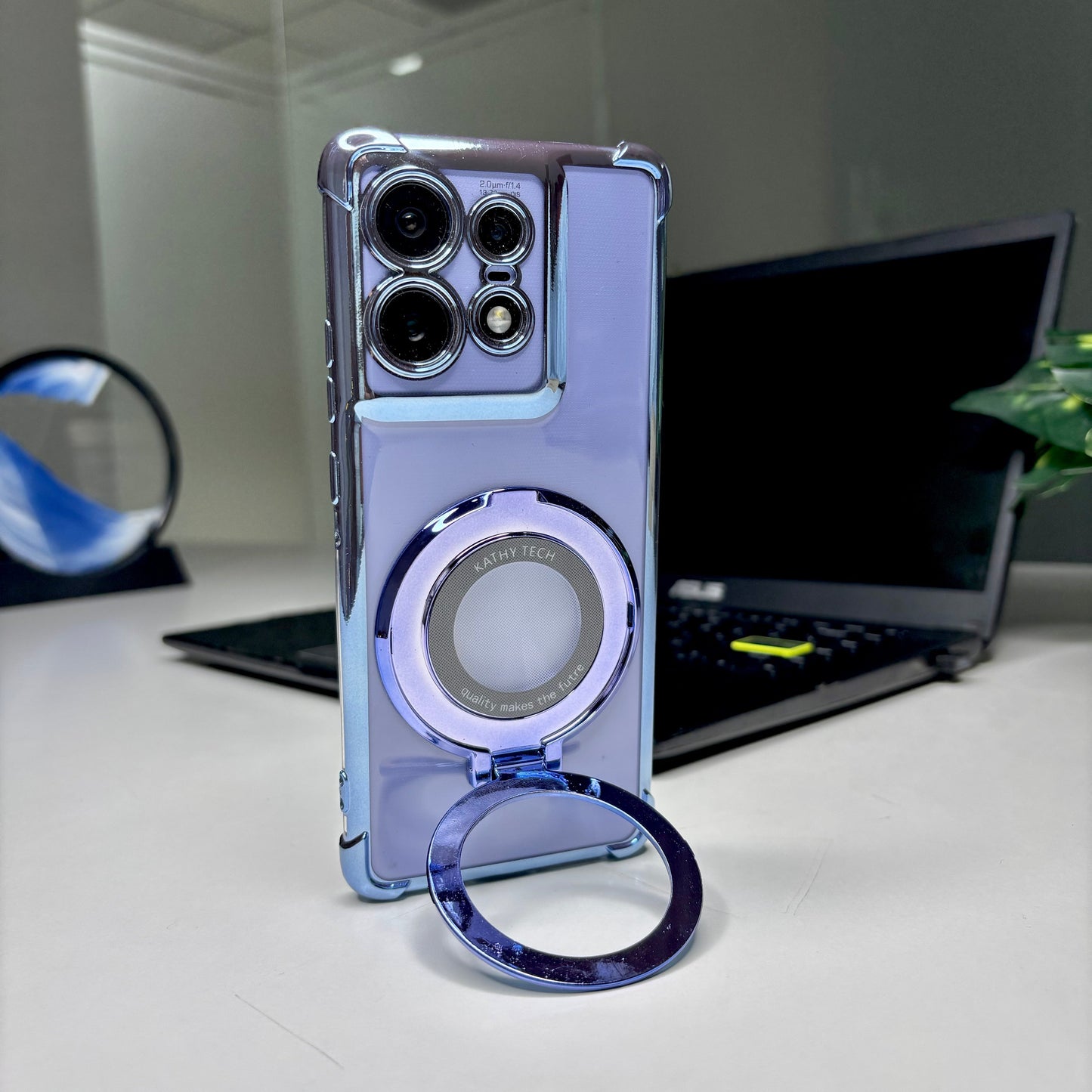 Motorola Edge 50 Pro 5G Original Luxury Magnifier Ring Stand Shockproof Airbags Corner Case