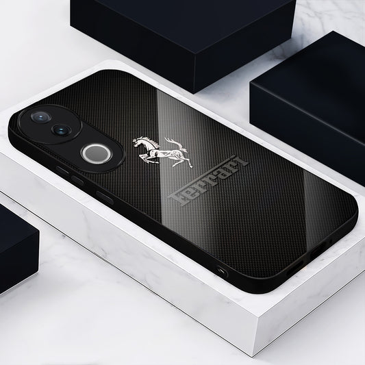 Vivo V50 5G Premium Acrylic Shockproof Glass Back Case (Ferrari Carbon Fiber)