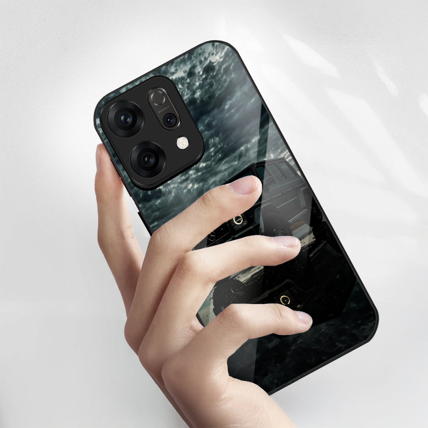 Oppo Reno 14 5G Premium Acrylic Shockproof Glass Back Case (Benz G-Class)