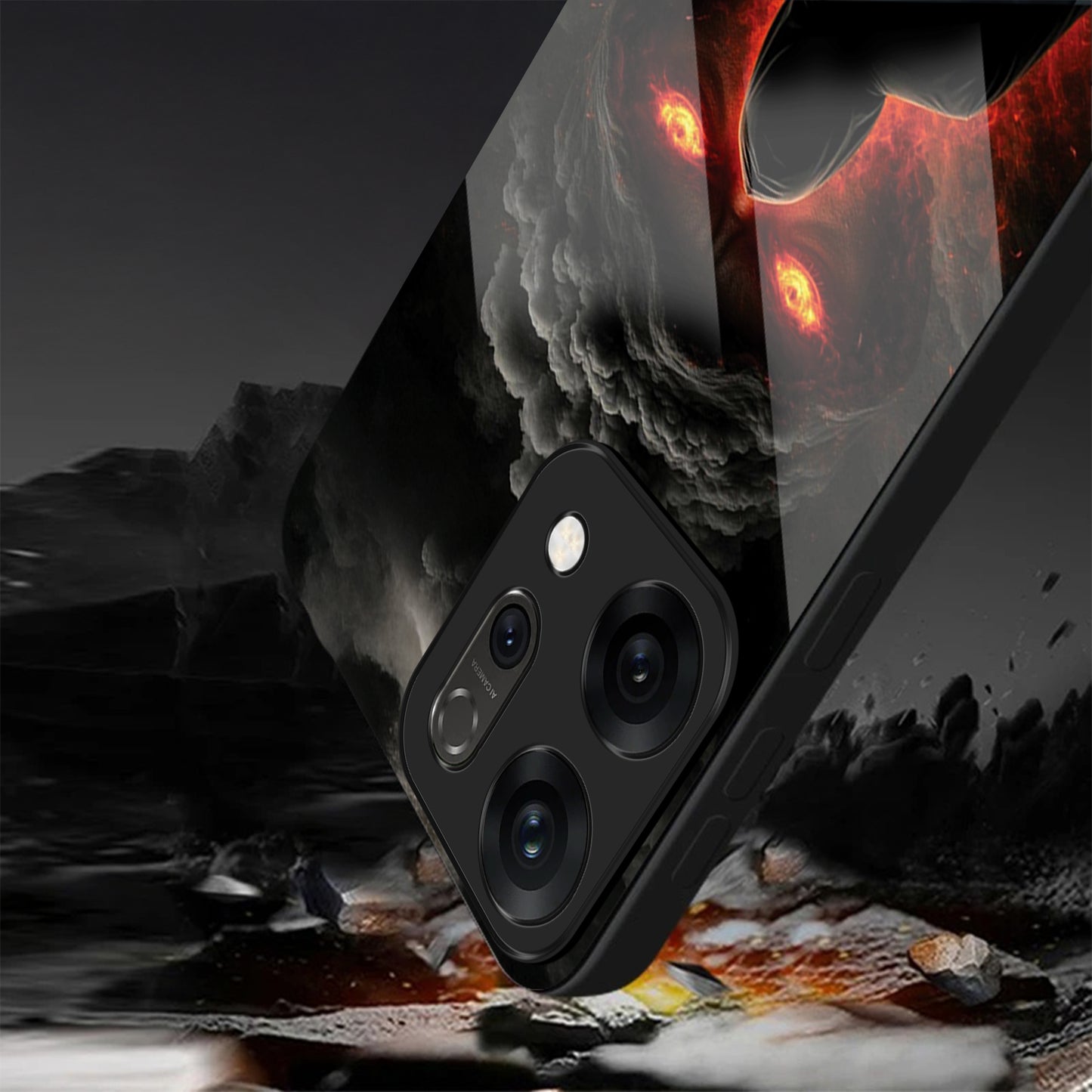 Oppo Reno 14 5G Premium Acrylic Shockproof Glass Back Case (Nightmare)