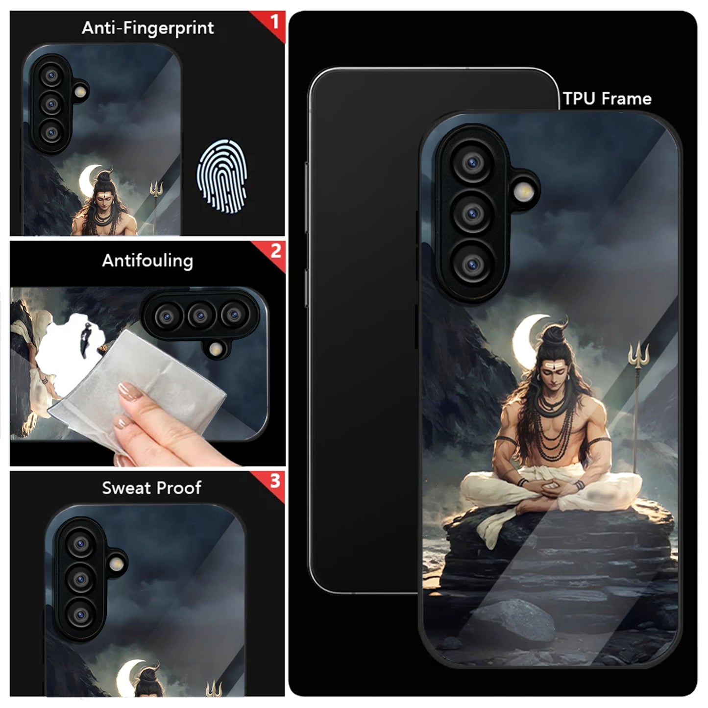 Samsung Galaxy A36 Premium Acrylic Shockproof Glass Back Case (Shiva Spirit)
