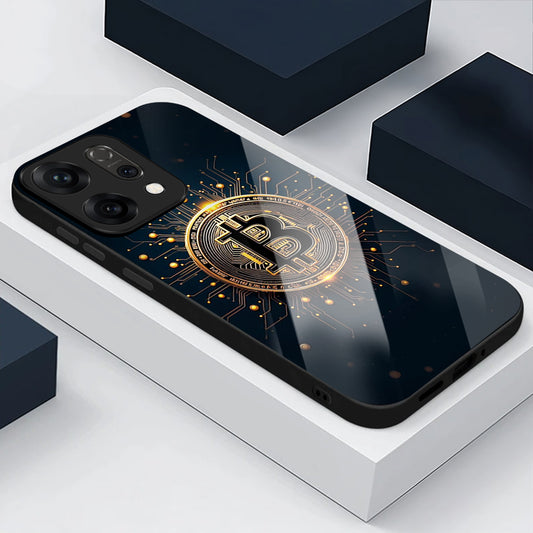 Oppo Reno 14 5G Premium Acrylic Shockproof Glass Back Case (Bitcoin)