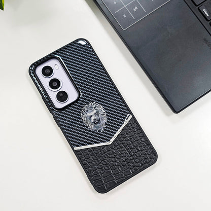 OPPO Reno12 5G Luxury Lion Pattern Leather And Liquid Silicone Case