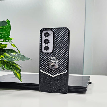 OPPO Reno12 5G Luxury Lion Pattern Leather And Liquid Silicone Case