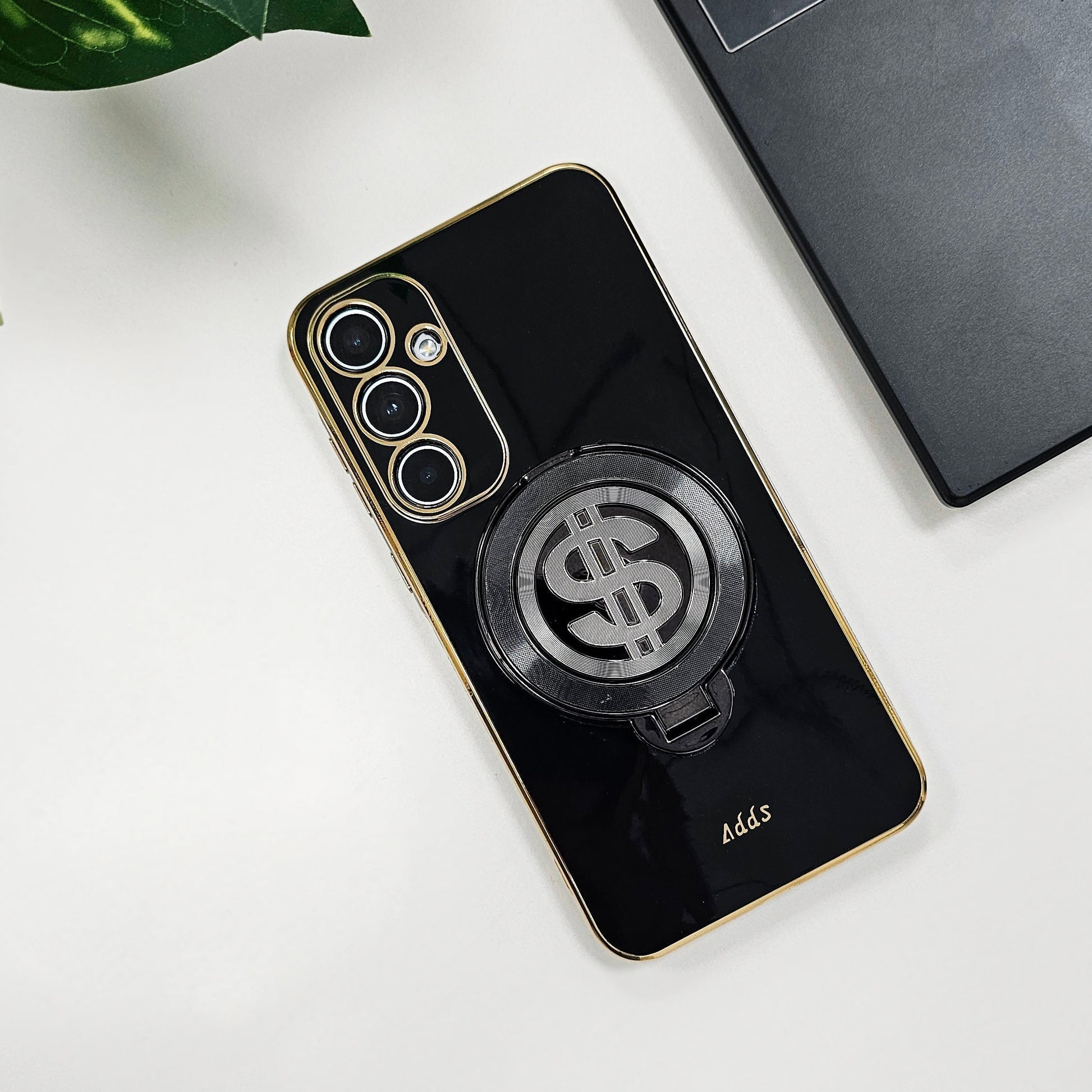 Samsung Galaxy A35 5G Luxury Silicone Money Magnet Rotating Dollar Case black