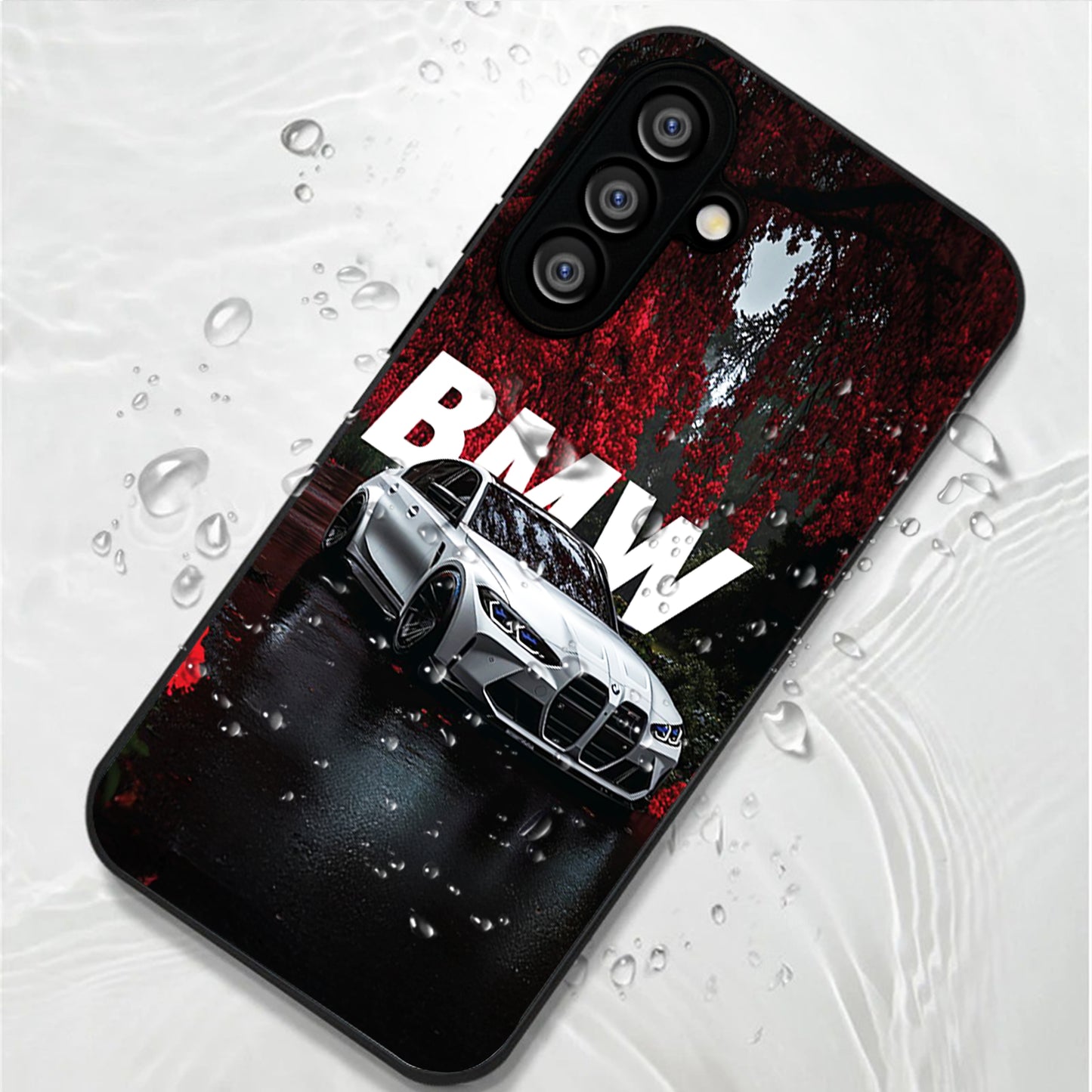 Samsung Galaxy A36 Premium Acrylic Shockproof Glass Back Case (Redline BMW)