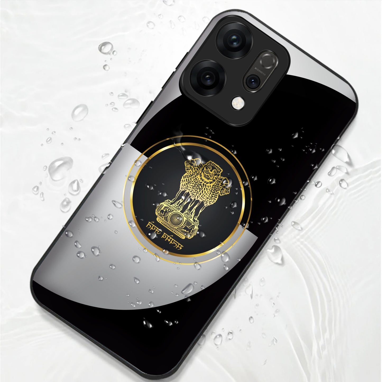 Oppo Reno 14 5G Premium Acrylic Shockproof Glass Back Case (Satyamev Noir)