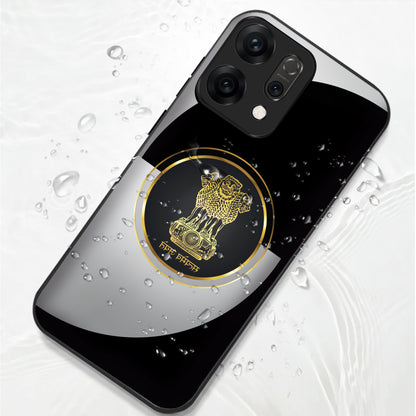 Oppo Reno 14 5G Premium Acrylic Shockproof Glass Back Case (Satyamev Noir)