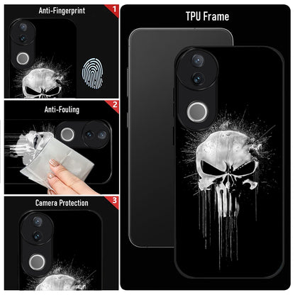 Vivo V50 5G Premium Acrylic Shockproof Glass Back Case (Punisher Skull)
