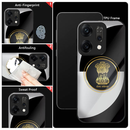 Oppo Reno 14 5G Premium Acrylic Shockproof Glass Back Case (Satyamev Noir)