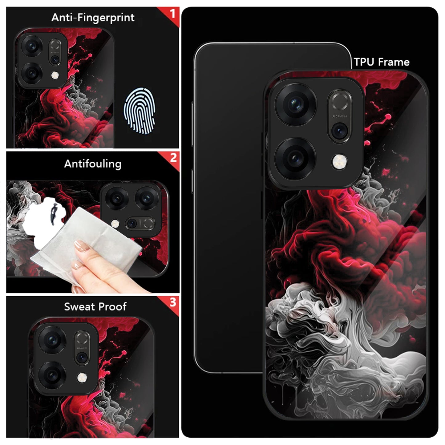 Oppo Reno 14 5G Premium Acrylic Shockproof Glass Back Case (Flame)