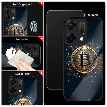 Oppo Reno 14 5G Premium Acrylic Shockproof Glass Back Case (Bitcoin)