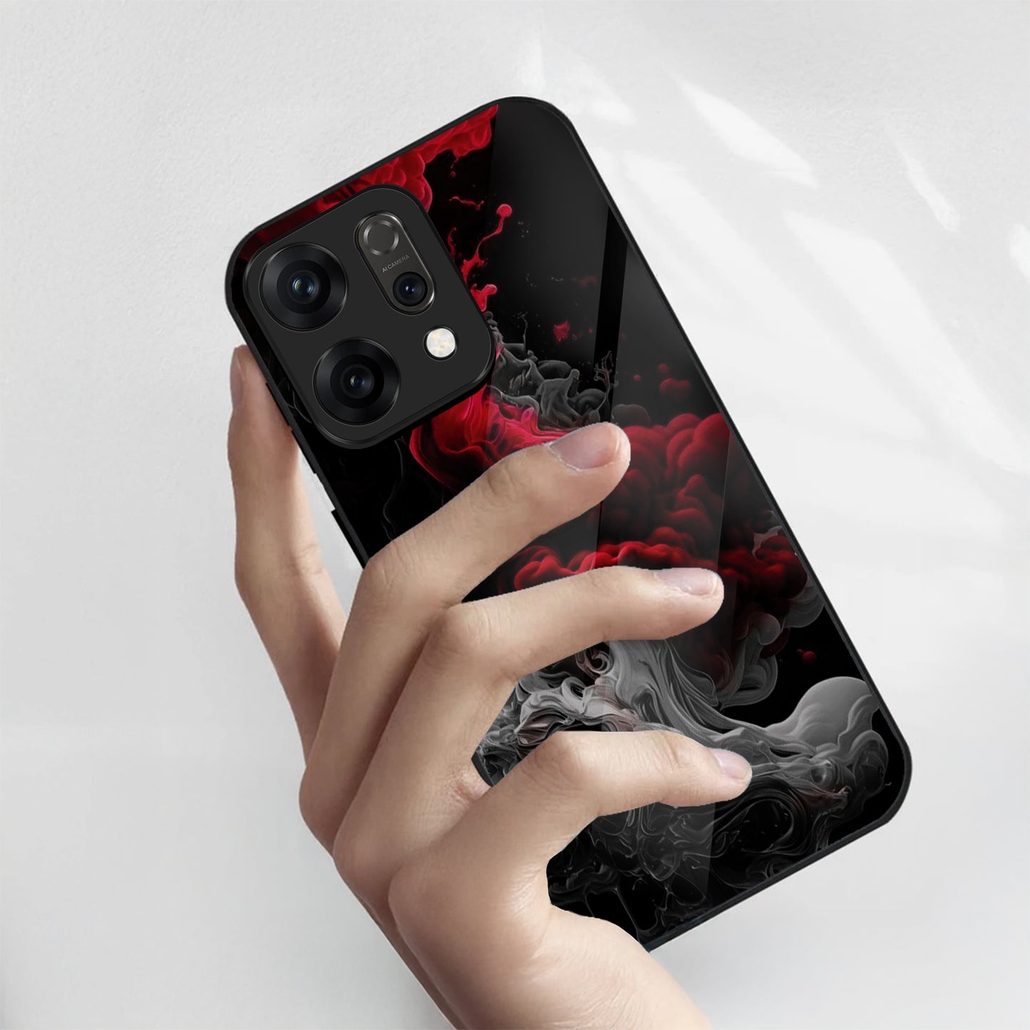 Oppo Reno 14 5G Premium Acrylic Shockproof Glass Back Case (Flame)