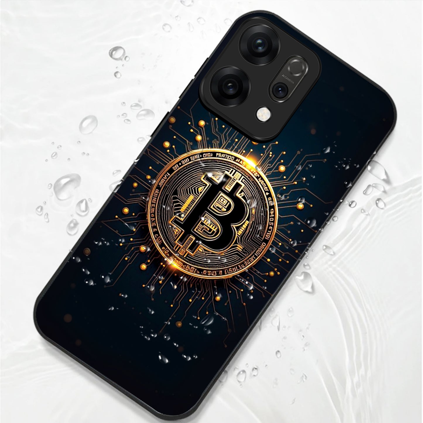 Oppo Reno 14 5G Premium Acrylic Shockproof Glass Back Case (Bitcoin)