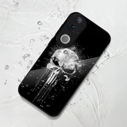 Vivo V50 5G Premium Acrylic Shockproof Glass Back Case (Punisher Skull)