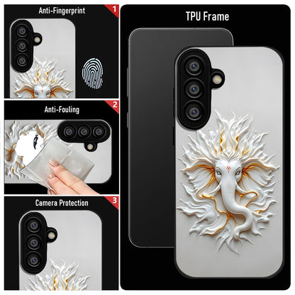 Samsung Galaxy A36 5G Premium Acrylic Shockproof Glass Back Case (White Ganesha)