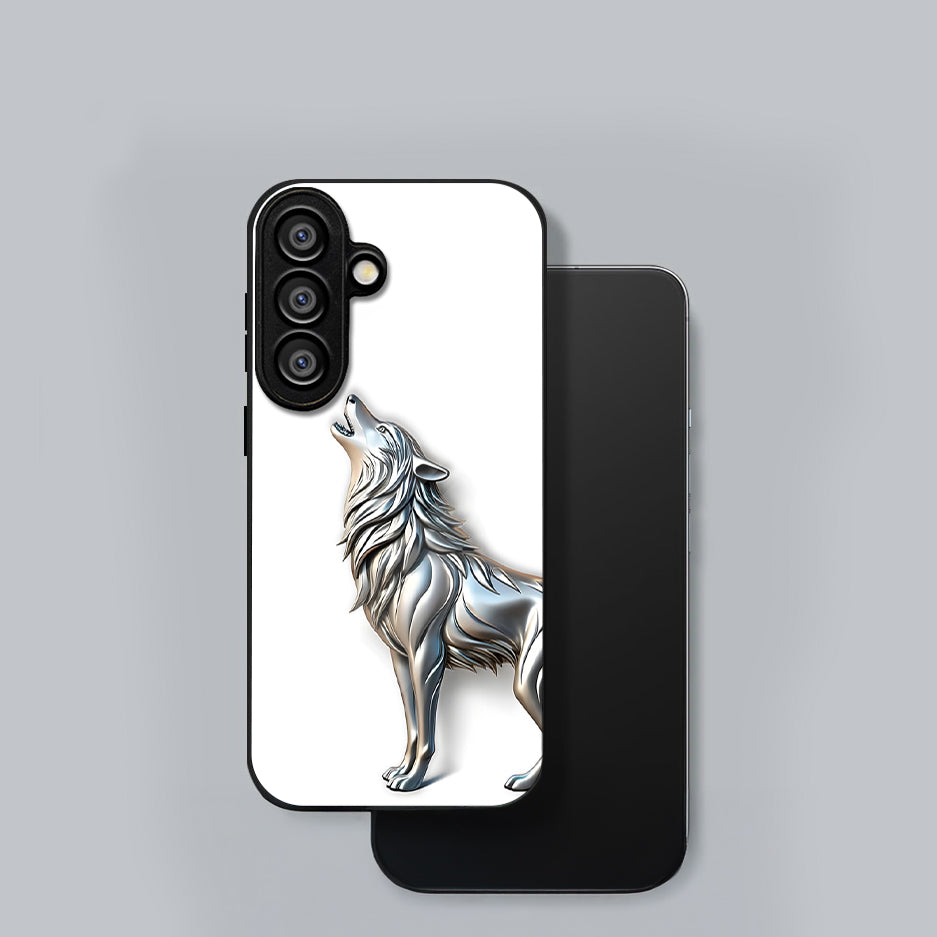 Samsung Galaxy A56 5G Premium Acrylic Shockproof Glass Back Case (Silver Wolf)