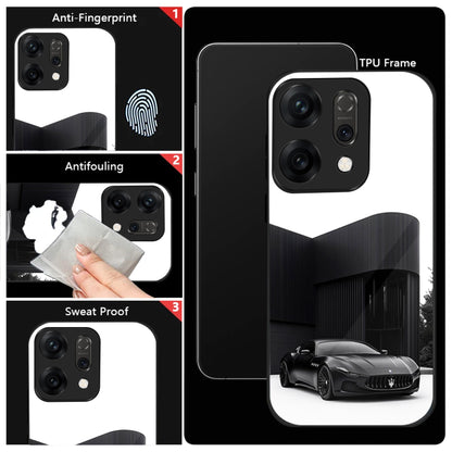 Oppo Reno 14 5G Premium Acrylic Shockproof Glass Back Case (monochrome Maserati)