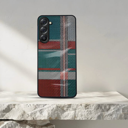 Samsung Galaxy A56 Luxury Grid Pattern Glass Back Shockproof Case