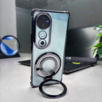 Vivo V40 Pro 5G Original Luxury Magnifier Ring Stand Shockproof Airbags Corner Case