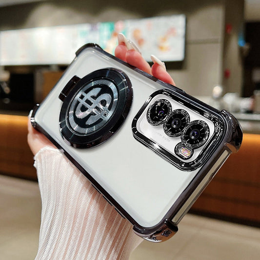 Oppo Reno12 5G Four Corner Airbags 100% Original Astro Money Magnet Rotating Dollar Case