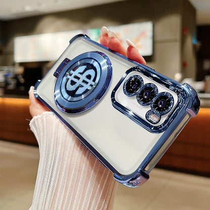 Oppo Reno12 5G Four Corner Airbags 100% Original Astro Money Magnet Rotating Dollar Case