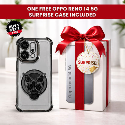 Oppo Reno 14 5G Premium Butterfly Stand Airbags Case(Buy 1 Get 1 Surprise Cover)