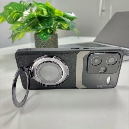 Redmi Note 13 Pro+ 5G Original Luxury Leather Lens Magnifier Ring Stand Case