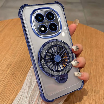 Redmi Note 14 Pro+ 5G Premium Stress Buster Wheel Rotating Shockproof Airbags Case