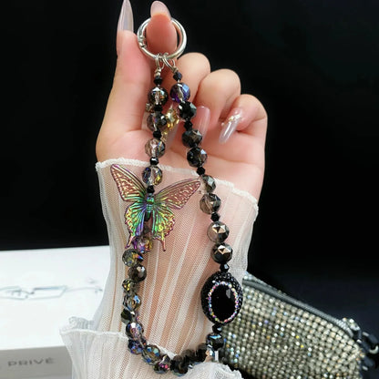 Vivo Y400 Pro 5G Shockproof Shimmer Butterfly Stand Case with Charm Strap