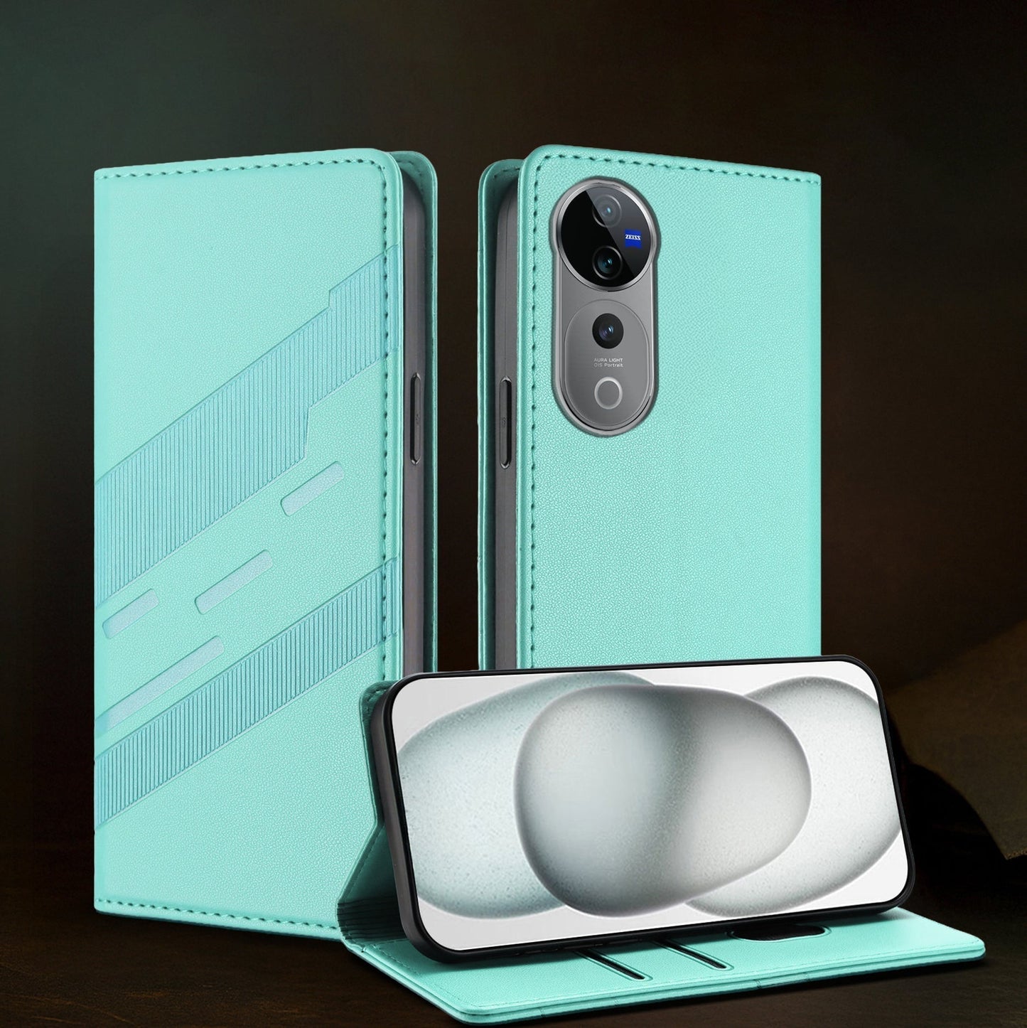 Magnetic closure case with embossed pattern for Vivo V40 Pro 5G