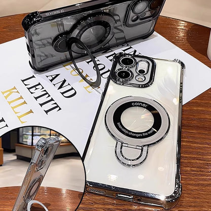 Oppo Reno14 5G Original Luxury Magnifier Ring Stand Shockproof Airbags Corner (Buy 1 Get 1 Surprise Cover)